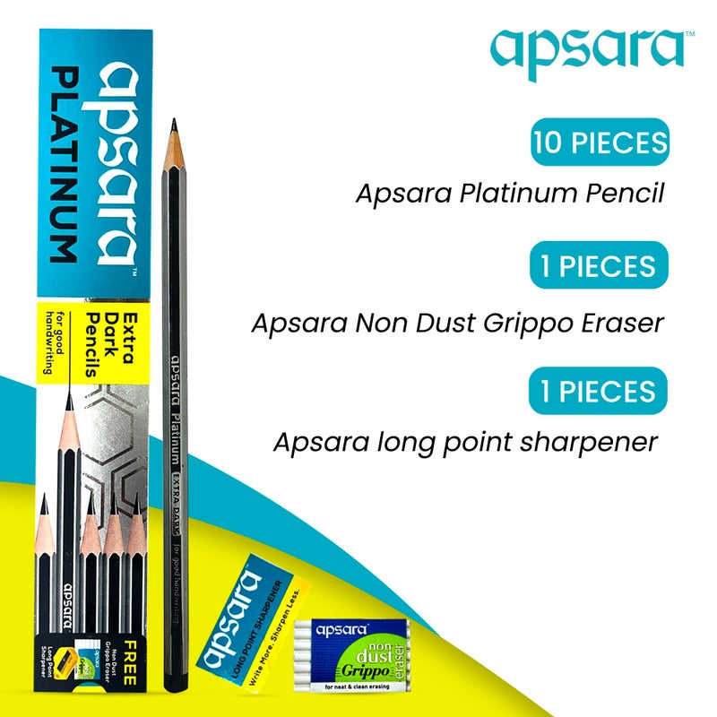 Apsara Platinum Extra Dark Pencils - Pack Of 10 - Image 2